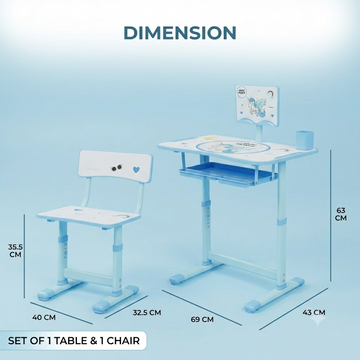 Adjustable Kids Study Table & Chair Set