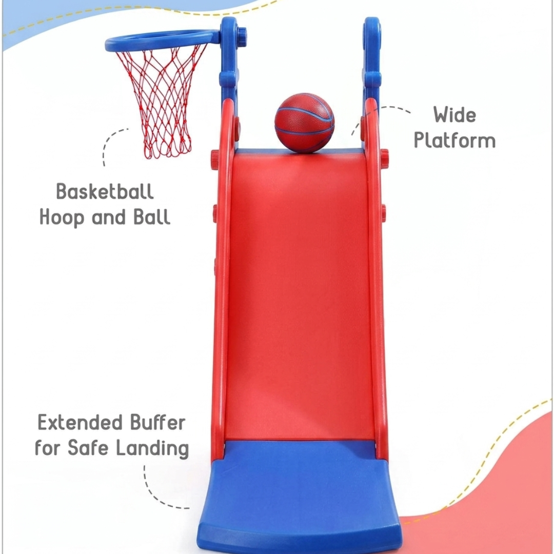 Kids Slide with Basketball Hoop & Climbing Ladder
